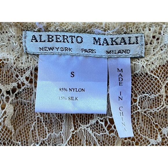 Vintage Alberto Makali Cream Lace Button Up Blouse Shirt Top Women's Size Small - Picture 4 of 10